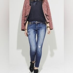 PAIGE Skyline Ankle Peg Distressed Jeans, Size 28